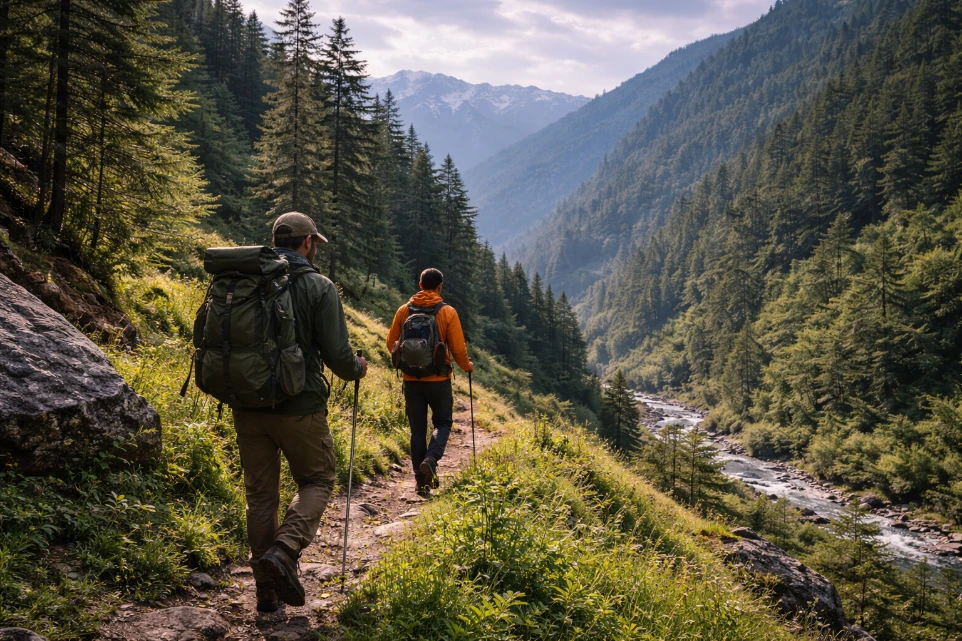 Trekking experience in Tirthan Valley near Tirthan Midpoint Homestay